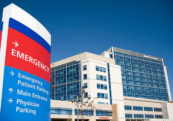 Hospital with the Emergency Entrance sign