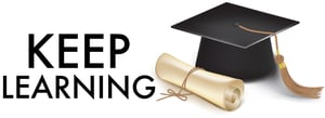 icon of a grad cap and it reads: keep learning