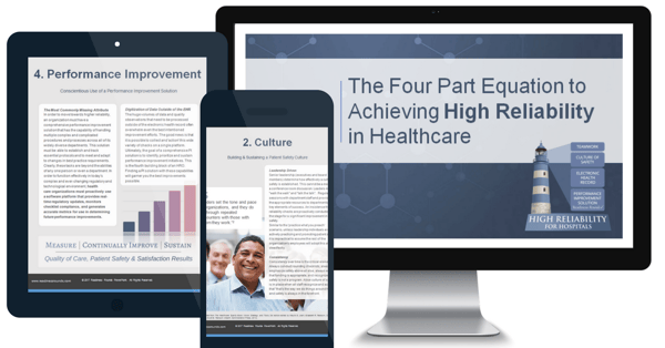 Mockup of the ebook The Four Part Equation to Achieving High Reliability in Healthcare.png